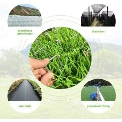 ABCRITAL 50Pcs Piquets De Jardin En Forme De U,Piquet De Fixation Pour Toile De Paillage Piquets De Fixation Pour Bache,Piquets De Jardin En Acier Galvanisé Pour Bache Anti Herbes (2.8X25X150Mm, Noir) -Pergola Soldes 57637334 3