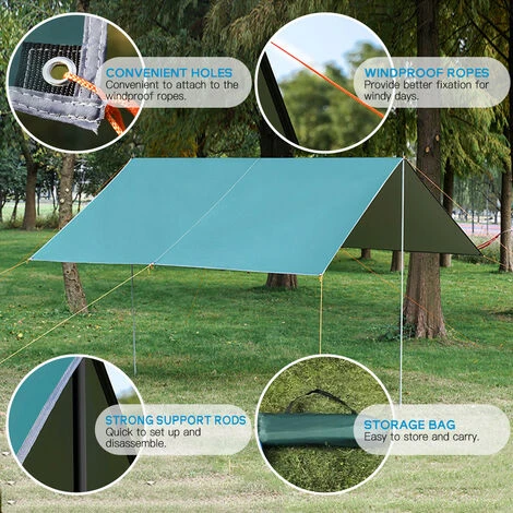 ASUPERMALL Auvent D'ombrage Extérieur Avec Sac De Transport Léger Tente De Camping Auvent De Plage Pour Camping Pique-nique Pêche Barbecue Fête Dans L'arrière-cour, Vert 6 ASUPERMALL Auvent D'ombrage Extérieur Avec Sac De Transport Léger Tente De Camping Auvent De Plage Pour Camping Pique-nique Pêche Barbecue Fête Dans L'arrière-cour, Vert – Image 4