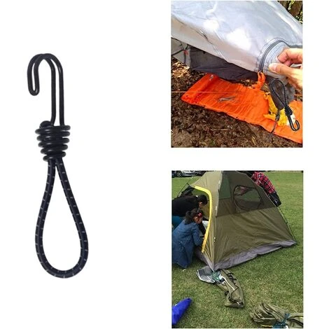 FLYME Lot De 2 Sangles élastiques Avec Crochets - Noires - 16 Cm - Pour Bâche, Auvent, Tente De Camping 6 FLYME Lot De 2 Sangles élastiques Avec Crochets - Noires - 16 Cm - Pour Bâche, Auvent, Tente De Camping – Image 4