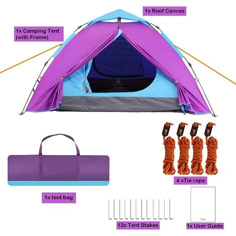 BAMNY Tente De Camping Autoportante | Tente Dôme Double Couche, Imperméable, Coupe-vent, Peut être Montée Rapidement, Convient Pour Le Camping Familial Et La Randonnée En Plein Air | 210 X 190 X 120 Cm 4 BAMNY Tente De Camping Autoportante | Tente Dôme Double Couche, Imperméable, Coupe-vent, Peut être Montée Rapidement, Convient Pour Le Camping Familial Et La Randonnée En Plein Air | 210 X 190 X 120 Cm – Image 2