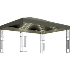 TRUE DEAL Tonnelle Avec Guirlande Lumineuse à LED 3x4 M Taupe Tissu -Pergola Soldes 57819676 2