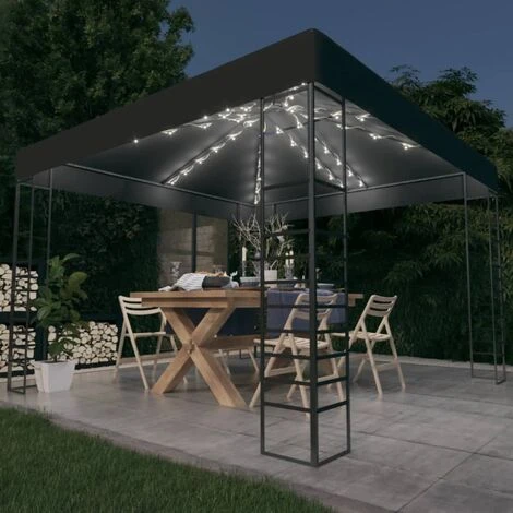 TRUE DEAL Chapiteau De Jardin Avec Lumières LED 3x3 M Anthracite 3 TRUE DEAL Chapiteau De Jardin Avec Lumières LED 3x3 M Anthracite