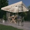 TRUE DEAL Tonnelle Avec Guirlande Lumineuse à LED 3x3 M Crème -Pergola Soldes 57821545 1