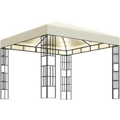 TRUE DEAL Tonnelle Avec Guirlande Lumineuse à LED 3x3 M Crème -Pergola Soldes 57821545 2