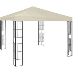 TRUE DEAL Tonnelle Avec Guirlande Lumineuse à LED 3x3 M Crème -Pergola Soldes 57821545 3