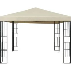 TRUE DEAL Tonnelle Avec Guirlande Lumineuse à LED 3x3 M Crème -Pergola Soldes 57821545 4