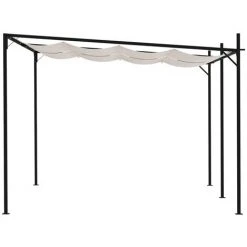 TRUE DEAL Belvédère Avec Toit Rétractable 400x300x233 Cm Crème -Pergola Soldes 57827457 3
