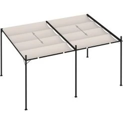 TRUE DEAL Belvédère Avec Toit Rétractable 400x300x233 Cm Crème -Pergola Soldes 57827457 5