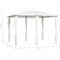 TRUE DEAL Belvédère Avec Revêtement De Poteaux 3x4x2,6 M Crème 160 G/m² -Pergola Soldes 57827664 4