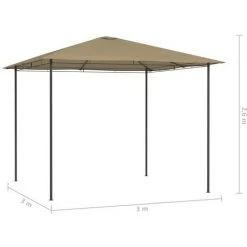 TRUE DEAL Belvédère 3x3x2,6 M Taupe 160 G/m² -Pergola Soldes 57827672 4
