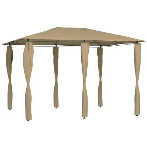 TRUE DEAL Belvédère Avec Revêtement De Poteaux 3x4x2,6 M Taupe 160 G/m² 3 TRUE DEAL Belvédère Avec Revêtement De Poteaux 3x4x2,6 M Taupe 160 G/m²