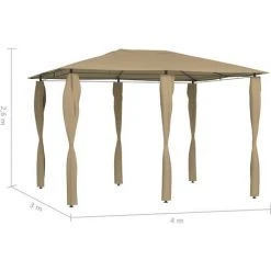 TRUE DEAL Belvédère Avec Revêtement De Poteaux 3x4x2,6 M Taupe 160 G/m² 9 TRUE DEAL Belvédère Avec Revêtement De Poteaux 3x4x2,6 M Taupe 160 G/m² -Pergola Soldes 57831590 4