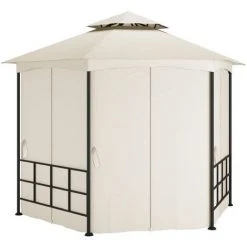 TRUE DEAL Belvédère Avec Parois 3,1x2,7 M Crème -Pergola Soldes 57831893 3