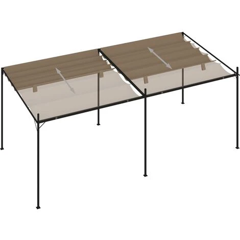 TRUE DEAL Belvédère Avec Toit Rétractable 600x300x233 Cm Taupe 6 TRUE DEAL Belvédère Avec Toit Rétractable 600x300x233 Cm Taupe – Image 4