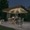 TRUE DEAL Chapiteau Avec Guirlande Lumineuse à LED 3x3 M Taupe -Pergola Soldes 57835597 1