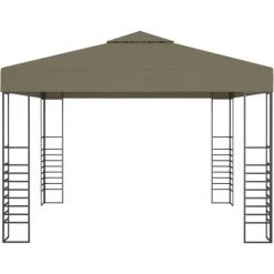 TRUE DEAL Chapiteau Avec Guirlande Lumineuse à LED 3x3 M Taupe -Pergola Soldes 57835597 4