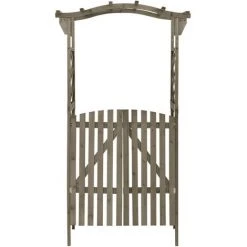 TRUE DEAL Pergola Avec Portail 116x40x204 Cm Gris Bois De Sapin Massif -Pergola Soldes 57845321 2