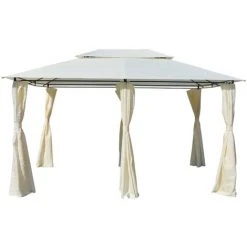 INLIFE Tonnelle Avec Rideaux 4 X 3 M Blanc 8 INLIFE Tonnelle Avec Rideaux 4 X 3 M Blanc -Pergola Soldes 57884866 2