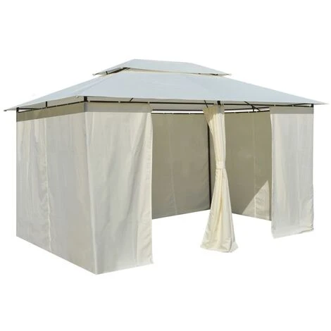 INLIFE Tonnelle Avec Rideaux 4 X 3 M Blanc 6 INLIFE Tonnelle Avec Rideaux 4 X 3 M Blanc – Image 4