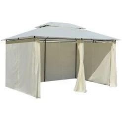 INLIFE Tonnelle Avec Rideaux 4 X 3 M Blanc 11 INLIFE Tonnelle Avec Rideaux 4 X 3 M Blanc -Pergola Soldes 57884866 5