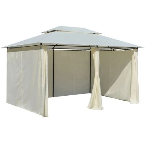 INLIFE Tonnelle Avec Rideaux 4 X 3 M Blanc 7 INLIFE Tonnelle Avec Rideaux 4 X 3 M Blanc – Image 5