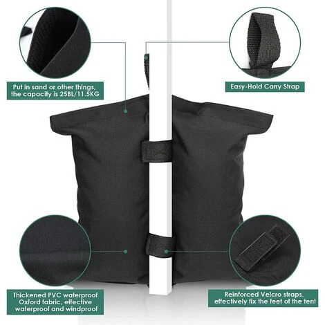GUAZHUNIFR Lot De 4 Sacs De Sable 600D Très Résistants, Pour Pieds De Tente De Terrasse, Parasol D'extérieur, échelle De Piscine 5 GUAZHUNIFR Lot De 4 Sacs De Sable 600D Très Résistants, Pour Pieds De Tente De Terrasse, Parasol D'extérieur, échelle De Piscine â Image 3