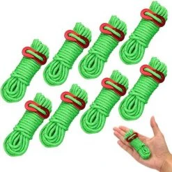 MACARON Cordes Pour Tente Réfléchissante 8 Pièces, Corde De Guidage Pour Tente Légère Avec Tendeur En Aluminium, Vert Guy Corde Idéal Pour Le Camping Randonnée Auvent Tente LO-Ron（Couleur Aléatoire Des œillets）