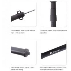 SHINETRIP Poteaux De Bâche En Alliage D'aluminium Réglables Tiges De Tente Légères Télescopiques Portables Pour Le Camping Sac à Dos Randonnée équipement De Camping En Plein Air - Le Noir 9 SHINETRIP Poteaux De Bâche En Alliage D'aluminium Réglables Tiges De Tente Légères Télescopiques Portables Pour Le Camping Sac à Dos Randonnée équipement De Camping En Plein Air - Le Noir -Pergola Soldes 57923398 3