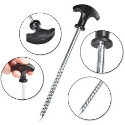 PERLE RARE 5x Piquets De Tente En Acier - Piquets Robustes Avec Filetage Pour Le Camping Et L'extérieur - Tente En Acier -Pergola Soldes 58039671 4