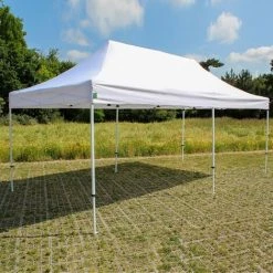 GREADEN Tonnelle De Jardin 3x6m, Tente Pliante Avec Tube 32mm En Acier + Bâche 220g/㎡ Enduit PVC Étanche & Anti-UV + Sac à Roulettes & Kit D’Ancrage Inclus Pour Camping, Festival, Plage - Blanc