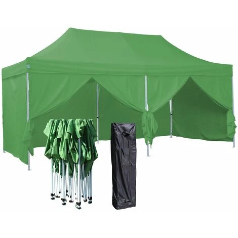 GREADEN Tonnelle De Jardin 3x6m + 4 Murs Pleins Avec 2 Porte ,Tente Pliante Avec Tube 32mm En Acier + Polyester 220g/㎡ ÉTANCHE ,Tente Pliante + Sac De Transport - Vert 4 GREADEN Tonnelle De Jardin 3x6m + 4 Murs Pleins Avec 2 Porte ,Tente Pliante Avec Tube 32mm En Acier + Polyester 220g/㎡ ÉTANCHE ,Tente Pliante + Sac De Transport - Vert – Image 2