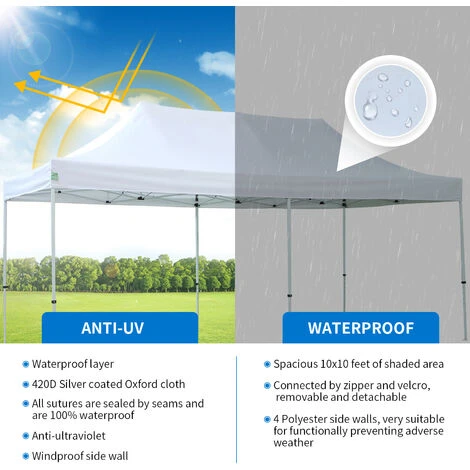 GREADEN Tonnelle De Jardin 3x6m + 4 Murs Pleins Avec 2 Porte ,Tente Pliante Avec Tube 32mm En Acier + Polyester 220g/㎡ ÉTANCHE ,Tente Pliante + Sac De Transport - Vert 6 GREADEN Tonnelle De Jardin 3x6m + 4 Murs Pleins Avec 2 Porte ,Tente Pliante Avec Tube 32mm En Acier + Polyester 220g/㎡ ÉTANCHE ,Tente Pliante + Sac De Transport - Vert – Image 4