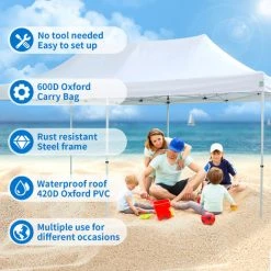 GREADEN Tonnelle De Jardin 3x6m + 6 Côtés Avec 2 Fenêtres ,Tente Pliante Avec Tube 32mm En Acier + Polyester 220g/㎡ ÉTANCHE ,Tente Pliante + Sac De Transport -Pergola Soldes 58040535 3