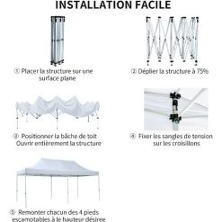 GREADEN Tonnelle De Jardin 3x6m + 6 Côtés Avec 2 Fenêtres ,Tente Pliante Avec Tube 32mm En Acier + Polyester 220g/㎡ ÉTANCHE ,Tente Pliante + Sac De Transport -Pergola Soldes 58040535 5