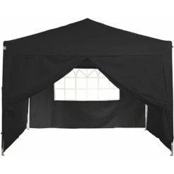 GREADEN Tonnelle De Jardin 3x3m + 4 Pack Côtés Avec 1 Fenêtres ECO Tube 30mm En ALU & ACIER Bâche 220g/m² ENDUIT PVC 100% ÉTANCHE Tente Pliante + Sac De Transport - Noir