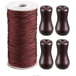 TRIOMPHE Corde D'Ombrage Tressé Marron 50 M/Rouleau Avec 4 Pièces Marron Pendentif En Bois Pour Aluminium Store Ombre, Plante De Jardinage Et De L'Artisanat (Marron)T-Audace