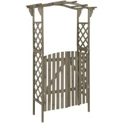 INLIFE Pergola Avec Portail 116x40x204 Cm Gris Bois De Sapin Massif -Pergola Soldes 58276211 2