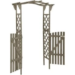 INLIFE Pergola Avec Portail 116x40x204 Cm Gris Bois De Sapin Massif -Pergola Soldes 58276211 3