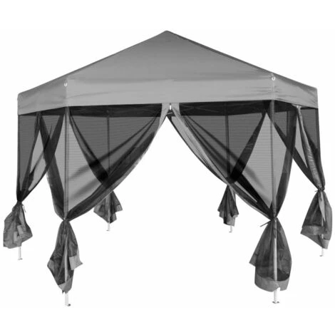 INLIFE Chapiteau Hexagonal Avec 6 Parois Latérales Gris 3,6 X 3,1 M 5 INLIFE Chapiteau Hexagonal Avec 6 Parois Latérales Gris 3,6 X 3,1 M – Image 3