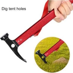 PERLE RARE Marteau De Camping De, Marteau De Tente En Aluminium Multifonctionnel De Camping De Mallet Avec Le Solvant De Tente（rouge） -Pergola Soldes 58302971 5