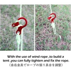 PERLE RARE Tendeur De Corde Tendeur Camping En Alliage D'Aluminium Crochet Ajusteur De Corde Durable Antidérapant Pour Tente Bâche Randonnée Camping（Rouge (Forme D'escargot)） -Pergola Soldes 58303049 4