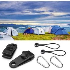 ABCRITAL 30Pcs Clip Tente, Tente Pince Bâche Clip De Bâche Auvents Clip Boucle Auvent Outil Avec 10 Crochets À Clip, 10 Cordes Connectées Et 10 Mousquetons Pour Tentes -Pergola Soldes 58345036 5
