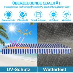 VINGO Store De Balcon Store Banne Manuel Store Extérieur Auvent Balcon Articulé Anti-UV Terrasse Jardin Bleu Blanc 250 X 200 Cm - Bleu -Pergola Soldes 58415091 4