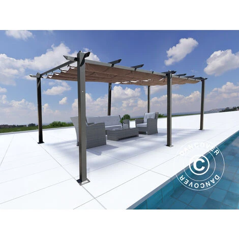 DANCOVER Tonnelle De Jardin Pergola Santa Cruz, 3x6m, Noir/Gris - Noir/Gris 4 DANCOVER Tonnelle De Jardin Pergola Santa Cruz, 3x6m, Noir/Gris - Noir/Gris – Image 2