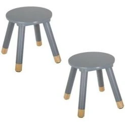 ATMOSPHERA FOR KIDS Lot De 2 Tabourets Enfant Gris Atmosphera