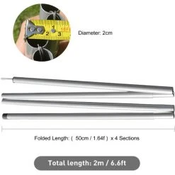 SUPERSELLER Poteaux De Support De Bâche De Tente Pliable Multi-sections Poteaux De Tente De Camping En Acier Pour Auvent De Porche Auvent Auvent De Soleil Support De Voiles D'ombrage - 2,0 Mètres - 2,0 Mètres -Pergola Soldes 58674693 3