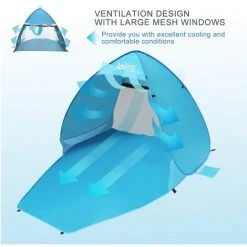 DEVENIRRICHE Tente De Plage, Pop-up Anti UV Abri De Plage 2 Ou 3 Personnes Abri Soleil UPF 50+ ,Extérieur Portatif Pour Plage Camp Bain De Soleil Tente De Camping Pour Famille, Camping, Randonnée, Pêche, Plage -Pergola Soldes 58753214 3