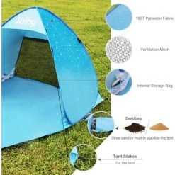 DEVENIRRICHE Tente De Plage, Pop-up Anti UV Abri De Plage 2 Ou 3 Personnes Abri Soleil UPF 50+ ,Extérieur Portatif Pour Plage Camp Bain De Soleil Tente De Camping Pour Famille, Camping, Randonnée, Pêche, Plage -Pergola Soldes 58753214 4