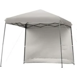 COSTWAY Tonnelle De Jardin 3x3m Pliable-Hauteur Réglable Avec Parois Latérales Amovibles Et Sac à Dos à Roulettes- Auvent Pour Camping, Festival, Plage, Gris