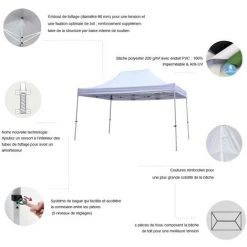 GREADEN Tente Pliante 3x4,5m PREMIUM LIGHT Tube 32mm En Acier Bâche 220g/m² ENDUIT PVC 100% ÉTANCHE Pavillon Jardin Tonnelle Réception, Sac De Transport - Vert -Pergola Soldes 5878452 3
